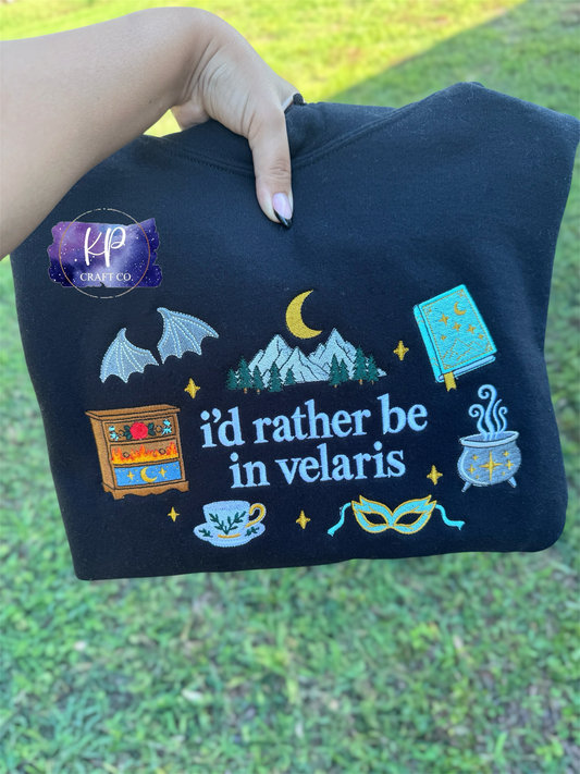 I’d Rather Be In Velaris Crewneck Embroidery Sweatshirt